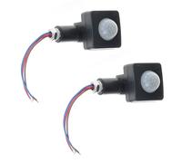 Pyugxab 2 sensori di movimento AC85-265 V IP65, interruttore PIR regolabile, ultrasottile, luce a LED, rilevatore di movimento per esterni, 10 mm, nero