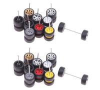 Pyugxab 20 Set di Ruote Fuoristrada 1/64/Pneumatici in Gomma da 18,3 mm Pneumatico Rimovibile per Ruota 1:64 RC Modello di Camion Fuoristrada SUV Colore Casuale