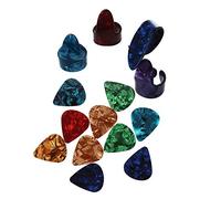 Pyugxab 3 plettri per + 1 plettro per pollice in plastica e 10 plettri eleganti colorati in celluloide per chitarra, 0,71 mm