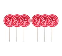 Pyugxab 6 Pezzi di Lecca-Lecca Simulato Finto Modello di Lecca-Lecca Ornamento di Caramelle Decorazione di Festival di Nozze, Rosso