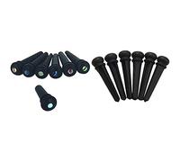 Pyugxab 6 piroli per ponte chitarra in ebano, estremità in ebano (nero) e 6 piroli per chitarra acustica in ebano naturale