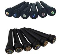 Pyugxab 6 piroli per ponte chitarra in ebano, terminali in ebano, puntini terminali abanlone (nero), 6 pezzi in ebano nero