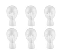 Pyugxab 6X Foam Mannequin Wig Display Hat Cap Wig Holder Testa di Schiuma Bianca