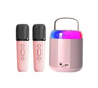 Pyugxab Macchina per Karaoke Portatile Y2 KTV Bluetooth Doppio Microfono Wireless Suono Stereo Ad Alta fedeltà Rosa