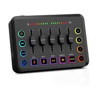 Pyugxab Mixer Audio per Giochi, Mixer per PC RGB in Streaming con Interfaccia Microfono XLR, Fader Volume, Alimentazione Phantom 48 V per Podcast
