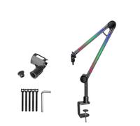 Pyugxab Supporto per Braccio Microfono RGB, Braccio Microfono con Luce RGB, Supporto A Forbice con Braccio di Sospensione Girevole per Streaming di Giochi B