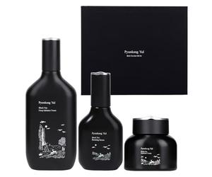 Pyunkang Yul Cofanetto regalo linea tè nero - Prodotti per la cura della pelle fermentata coreana per l'idratazione quotidiana, tonico di fascia alta premium di lusso, siero, crema