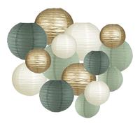 Pyuyan 15 Pezzi Lanterna di Carta Rotonda, Lanterne di Carta Sospese, Lanterne di Carta Decorative, Lanterna di Carta Verde Salvia, per Le Decorazioni di Nozze Nuziali, Compleanno, Festa in Giardino