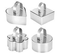 Pyuyan 4 Pezzi Anello per Torte, Anelli per Torta in Acciaio Inossidabile, Stampo ad Anello per Mousse, Coppapasta, Coppapasta in Acciaio Inox, Adatto per Mousse Torte Dessert Dessert Pasticceria