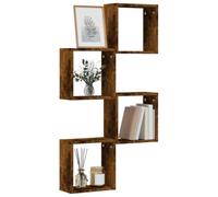 Pyvara 4 scaffali a cubo, in rovere affumicato, 30 x 15 x 30 cm, da parete, sospeso, con ripiano, organizer per soggiorno, camera da letto, cucina e ufficio