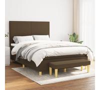 Pyvara Letto a molle con materasso marrone scuro, 140 x 200 cm, testiera imbottita in tessuto, per camera da letto, stabile, telaio a doghe, per giovani, singolo, matrimoniale, futon
