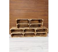 PYXIDAS Cassette in Legno Naturale o Effetto Bruciato 40x30x25 cm - Lungo o Corto - Set Decorativo e Contenitore Robusto, Pronto all’Uso per Casa, Cucina, Arredo Rustico (Effetto Bruciato Lungo, 5)