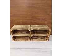 PYXIDAS Cassette in Legno Naturale o Effetto Bruciato 40x30x25 cm - Lungo o Corto - Set Decorativo e Contenitore Robusto, Pronto all’Uso per Casa, Cucina, Arredo Rustico (Effetto Bruciato Lungo, 2)