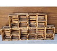 PYXIDAS , lungo ,corto Cassette Legno- set di Portafrutta, dimensioni 50x40x15 cm - misura media, utilizzabile come contenitore o decorativo, resistente e pulito (Effetto Bruciato cruciforme, 5)