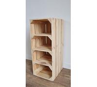 PYXIDAS Scarpiera Alta 2-5 Cassette di Legno per Stoccaggio Corte e Robuste Casse di Legno Pulito-Brucia, Naturale (3 ripiani, Naturale)