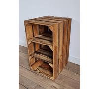 PYXIDAS Scarpiera Alta 2-5 Cassette di Legno per Stoccaggio Corte e Robuste Casse di Legno Pulito-Brucia, Naturale (2 ripiani, Effetto Bruciato)