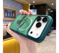 PYYLTTP Custodia di ricarica wireless di lusso per iPhone 17 16 15 14 13 12 11 Pro Max Plus con supporto ad anello magnetico e custodia protettiva per fotocamera (per iPhone 15 Pro/verde scuro)