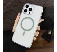 PYYLTTP Custodia protettiva antiurto magnetica HD trasparente con glitter colorati per iPhone 16, 15, 14, 13 e 12 Pro Max con ricarica wireless (per iPhone 12/verde)