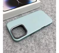 PYYLTTP Custodia protettiva in metallo di lusso per iPhone 16, 16pro Max, 15, 15pro, 14, 13, semplice, tinta unita, con bordi morbidi (per iPhone 14 Plus/verde menta)