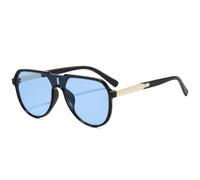 PYYLTTP Occhiali da sole One Piece da donna, moda, sfumati, UV400, stile retrò, da uomo, blu e verde, occhiali da sole per esterni (nero blu)