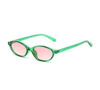 PYYLTTP Occhiali da sole ovali piccoli retrò da donna, alla moda, con sfumature verdi sfumate, UV400, da uomo, con rivetti rotondi di tendenza (verde rosa)