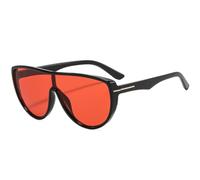 PYYLTTP Occhiali da sole oversize da donna, alla moda, modello One Piece Candy Color, da uomo, stile punk sfumato UV400 (nero rosso)