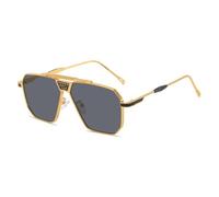 PYYLTTP Occhiali da sole oversize Steampunk da uomo, di lusso, vintage, punk, per guida all'aperto, occhiali da sole alla moda, tonalità in metallo, UV400 (nero, oro, grigio)