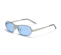 PYYLTTP Occhiali da sole rettangolari in metallo alla moda da donna, stile retrò con sfumature di colore caramella, protezione UV400, da uomo opachi