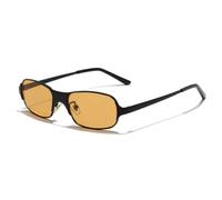 PYYLTTP Occhiali da sole rettangolari in metallo alla moda da donna, stile retrò con sfumature di colore caramella, protezione UV400, da uomo opachi