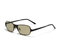 PYYLTTP Occhiali da sole rettangolari in metallo alla moda da donna, stile retrò con sfumature di colore caramella, protezione UV400, da uomo opachi