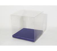 PZ 10 SCATOLA TRASP. 18X18X15 CM FONDO BLU BOMBONIERE FAI DA TE