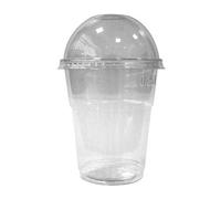 PZ 100 BICCHIERE ML 350 IN PET + CUPOLA COPERCHIO CON FORO CENTRALE TRASPARENTE PER FRAPPE' GRANITA