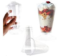 PZ 100 COPPA YOGURT DI PLASTICA TRASPARENTE CC 200 + BASE TRASPARENTE IDEALE PER YOGURT, FRAPPE', SEMIFREDDI E MOUSSE