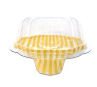 PZ 100 PLASTIC CUP CC 100 COPPETTA IN PLASTICA CON COPERCHIO PER YOGURT GELATI E MACEDONIE FOR ICE CREAM KRISTAL GIALLO YELLOW