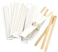 PZ 100 Stecche Legno BIODEGRADABILI IMBUSTATE SINGOLARMENTE 8 CM A Punta Arrotondata Ideale per Bicchieri da Caffe, per L'ASPORTO di Bevande Calde, per CAFFETTERIE