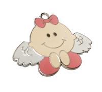 Pz 12 Ciondolo Angelo Metallo Rosa Cm 5 Nascita Bambina Bomboniere