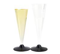 PZ 120 FLUTE TRASPARENTI CON BASE NERA CALICE PER VINO CHAMPAGNE E PROSECCO FLUTES FOR WINE IN PLASTICA