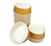 PZ 40 INSALATIERA BIO IN CARTONCINO AVANA 1200 ML ALTA 6,5 CM DIAMETRO 18 CM + PZ 40 COPERCHI IDEALE PER ASPORTO DI INSALATA, FARRO, FRITTI MISTI