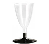 PZ 50 BICCHIERI PER PROSECCO CC 180 TRASPARENTI + PZ 50 BASE NERA BLACK CALICE PER VINO USA E GETTA