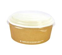 PZ 50 INSALATIERA ROTONDA BIO IN CARTONCINO AVANA CC 750 + PZ 50 COPERCHI BIO PER INSALATE ED ALIMENTI DA ASPORTO