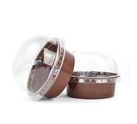 PZ 50 TARTUFO CUP 120 CC FULL COLOUR BROWN MARRONE + COPERCHIO TRASPARENTE A CUPOLA PER DOLCI, MOUSSE, MONOPORZIONI E SEMIFREDDI