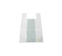 PZ 500 SACCHETTO MEDIO BIANCO DI PLASTICA BIOLOGICA 28 X 50 SACCHETTO SHOPPERS BORSA CON MANICO BUSTA PER ALIMENTI SHOPPER