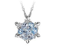 PZ Collana Elegante Forma Fiocco di Neve Diamante Scintillante Catena Clavicola Ciondolo al Collo Regali di Natale per Donne Ragazze Signore Argento Fashion