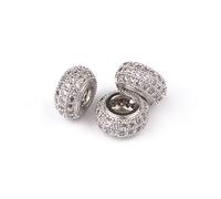 pz/lotto CZ Pendenti E Ciondoli Perline In Metallo In Ottone Micro Pavimenta Cubic Zirconia Rondelle Perline Del Distanziatore per Monili Che Fanno Fai Da Te Accessori Del BraDesign della moda.