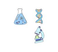 pz Scienza Spille Microscopio Becher Chimica Molecolare Dna Strumento Sperimentale Biologico Spille Distintivi e Simboli Spille per Borsa Zaino Durable And Clever