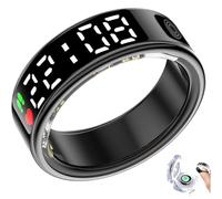 PZCC Anello Connesso Uomo Donna, Tracker di Salute, IP68 Smart Ring, Schermo LED, Monitoraggio della Frequenza Cardiaca, dell'Esercizio e del Sonno, Compatibile con iOS/Android (Nero, 9)