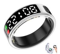 PZCC Anello da uomo e donna, tracker di salute, IP68 Smart Ring, display LED, monitoraggio della frequenza cardiaca, esercizio e sonno, compatibile con iOS/Android (argento, 13)