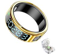 PZCC Anello da uomo e donna, tracker di salute IP68 Smart Ring, schermo LED, monitoraggio della frequenza cardiaca, esercizio e sonno, compatibile con iOS/Android (oro, 12)