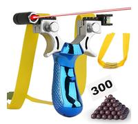 PZCC Professionale Super Clip Slingshot con Banda Elastica, Set di Attrezzatura Sportiva Completo con Gomma di Ricambio e Pallini di Argilla (Resina Blu)