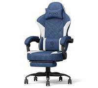 PZDO Sedia da Gaming Ergonomica con Poggiapiedi, Sedia Gamer Ufficio per PC con Poggiatesta Regolabile Poltrona Seide Gaming in Tessuto High-Tech, 150 kg, Regalo (Blu)